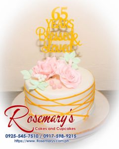 Delicious 1 layer cake by Rosemary's Cakes, 3D printed with "65 Years Blessed and Loved" theme. Contact: 0925-545-7510.