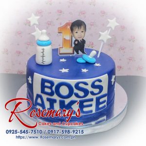 Delicious 1-layer Boss Baby themed cake in blue, perfect for celebrations. Order from Rosemary's Cakes: 0917-598-9215.