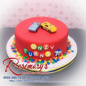 Vibrant red 1-layer Cars themed cake by Rosemary's Cakes; a delicious treat perfect for any celebration! Contact: 0917-598-9215.
