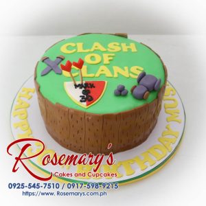 One-layer Clash of Clans themed cake with intricate details, perfect for gamers. Order your custom cake from Rosemary's Cakes! Call 0917-598-9215.