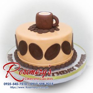 Delicious brown coffee-themed 1 layer cake by Rosemary's Cakes, perfect for any celebration. Contact: 0925-545-7510.