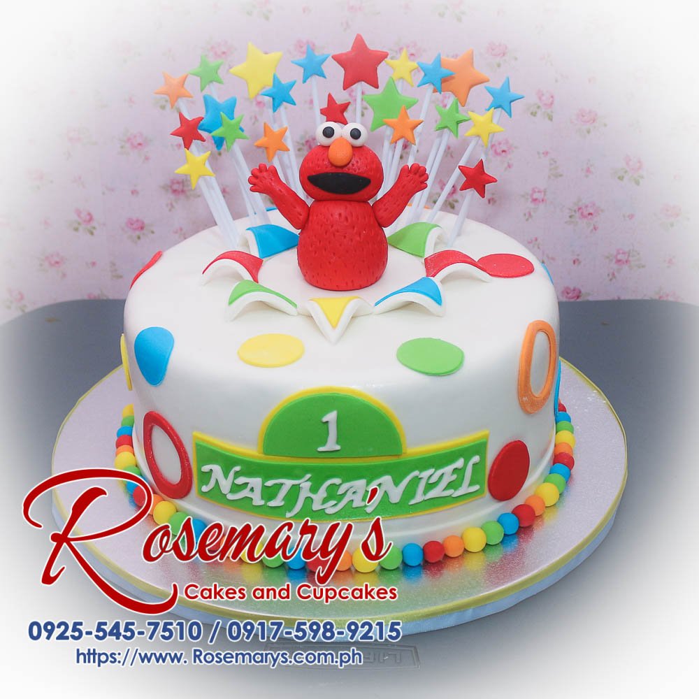 Delicious one-layer Elmo and Sesame Street themed cake by Rosemary's Cakes. Contact 0925-545-7510 for orders.