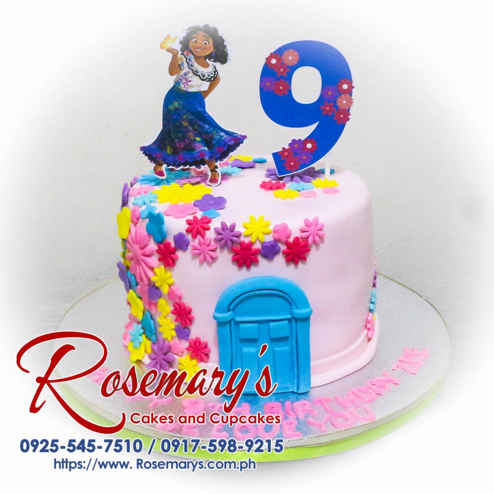 Delicious pink Encanto themed 1 layer cake by Rosemary's Cakes, perfect for a wedding anniversary. Contact: 0925-545-7510.