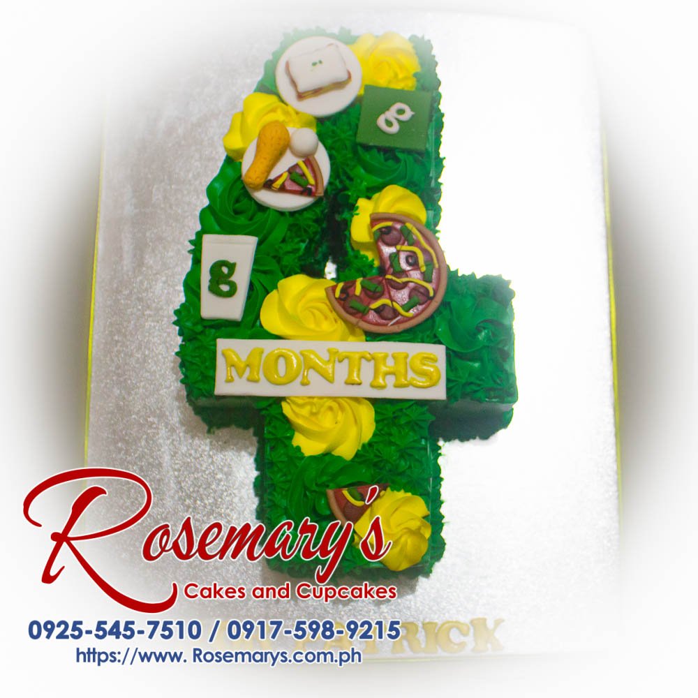 Greenwich Pizza Themed Number cake for Jor Patrick’s 4th month Delicious Greenwich pizza-themed number cake from Rosemary's Cakes, perfect for a celebration. Contact: 0917-598-9215.