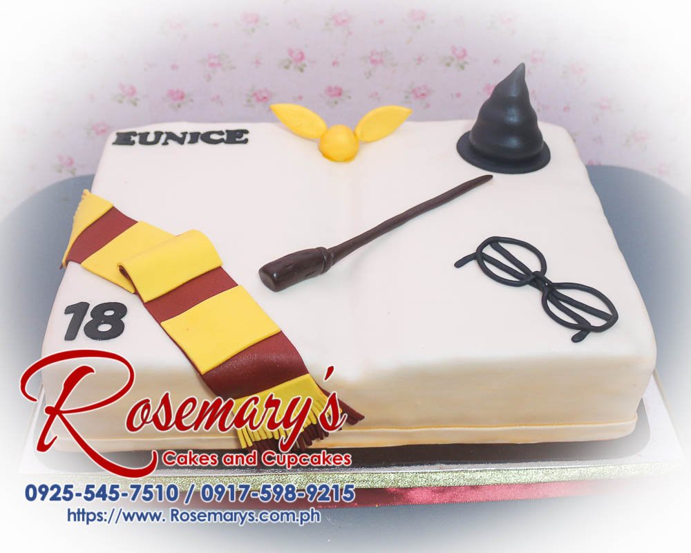 Harry Potter Themed Cake for Eunice Delicious Harry Potter themed cake from Rosemary's Cakes, featuring intricate designs. Contact 0925-545-7510.