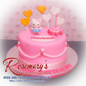 Delicious pink Hello Kitty themed cake from Rosemary's Cakes. Perfect 1 layer design. Contact: 0925-545-7510.