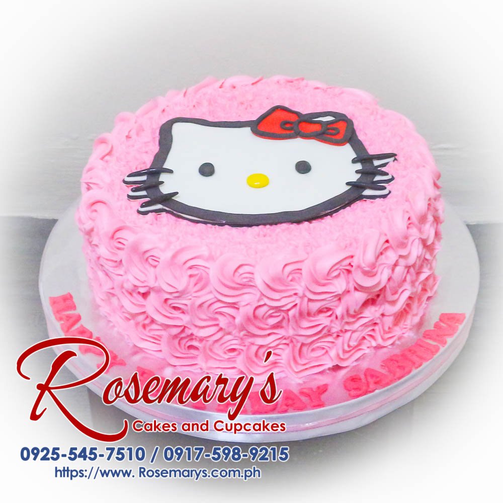 Delicious pink Hello Kitty icing cake by Rosemary's Cakes, perfect for wedding anniversaries. Contact: 0925-545-7510.