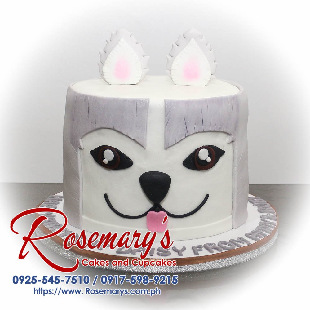 Husky Themed Cake For Daisy Delicious gray and white husky-themed 1 layer cake by Rosemary's Cakes. Perfect for dog lovers! Contact: 0917-598-9215.