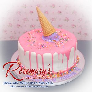 Delicious pink ice cream themed 1 layer cake from Rosemary's Cakes. Contact: 0917-598-9215.