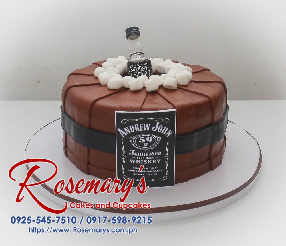 Jack Daniels Cake for Andrew John’s 59th Birthday Single-layer chocolate cake with Jack Daniels frosting and a brown sugar crumble topping. Made by Rosemary's Cakes | 0917-598-9215