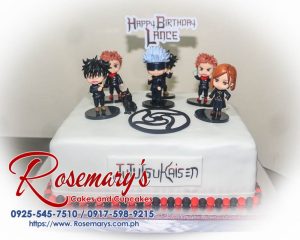 Delicious Jujutsu Kaisen themed one-layer cake from Rosemary's Cakes, perfect for anime fans. Contact: 0917-598-9215.