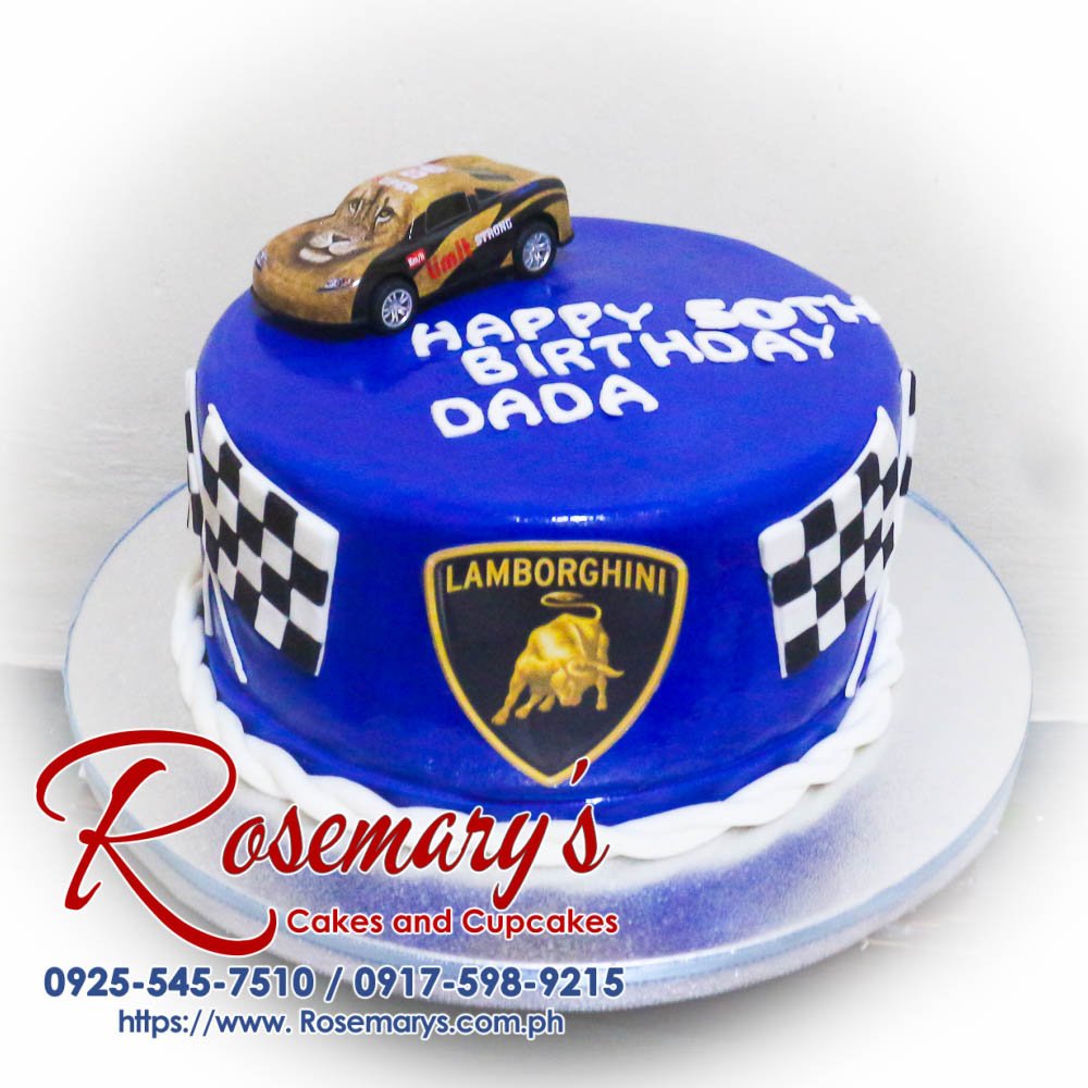 Delicious Lamborghini themed 1-layer cake by Rosemary's Cakes, perfect for celebrations. Contact: 0925-545-7510.