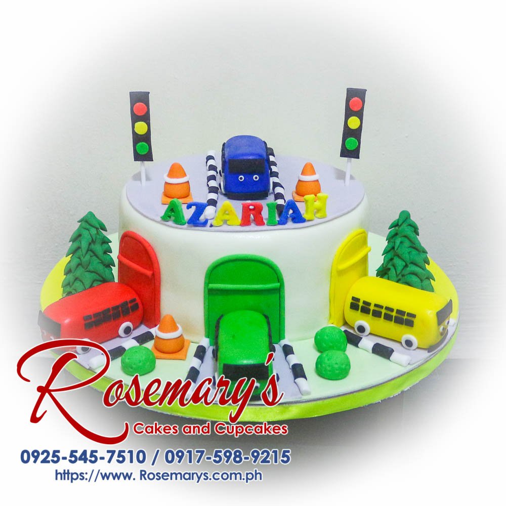 One-layer little bus themed cake from Rosemary's Cakes, vibrant design, deliciously yummy! Contact: 0925-545-7510.