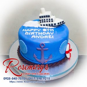 Delectable one-layer cake featuring a detailed cruise ship design. Perfect for marine-themed celebrations! By Rosemary's Cakes | Call 0925-545-7510
