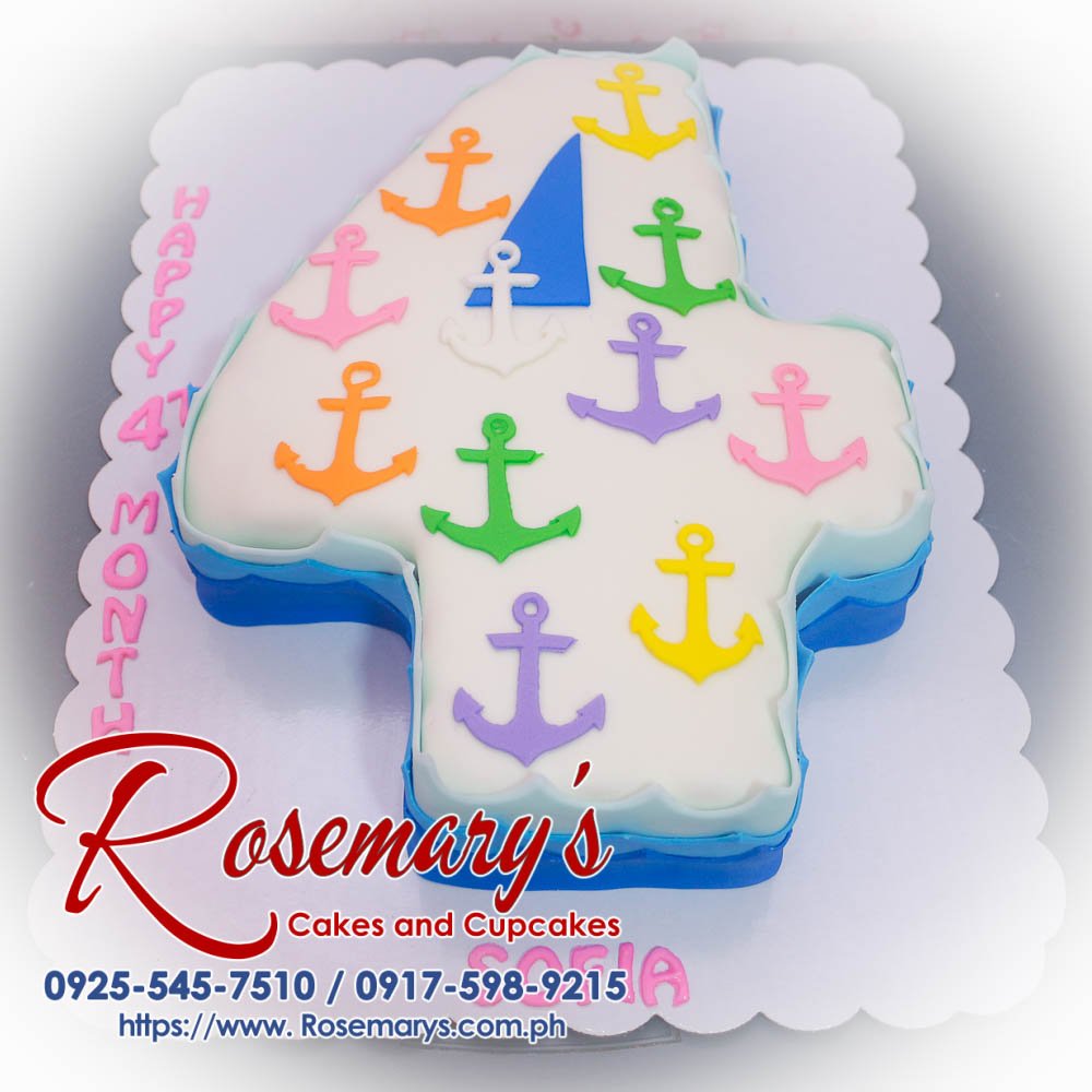 Delicious blue marine-themed number cake from Rosemary's Cakes, perfect for celebrations. Contact: 0925-545-7510.