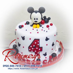 Mickey Mouse themed 1 layer wedding anniversary cake, decorated with colorful fondant, by Rosemary's Cakes. Contact: 0925-545-7510.
