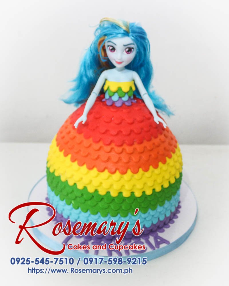 Delicious My Little Pony doll cake with colorful frosting and edible details. Custom-designed by Rosemary's Cakes. Order yours today! 0917-598-9215
