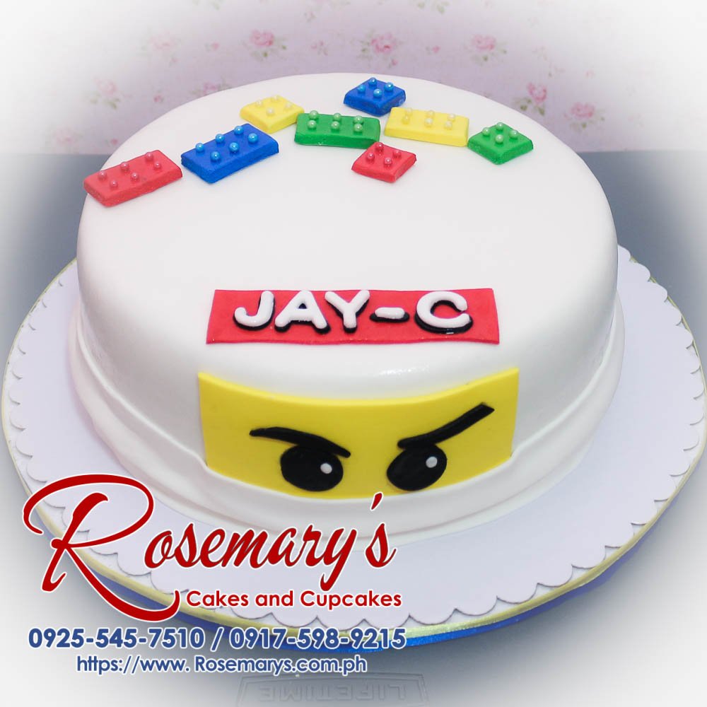 Ninjago Themed Cake for Jay-C Delicious Ninjago themed 1-layer cake from Rosemary's Cakes, featuring vibrant Lego designs. Contact: 0917-598-9215.