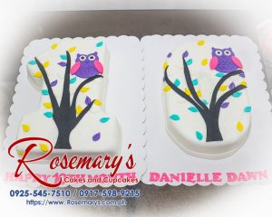 Delicious owl-themed number cake with intricate details. Order your custom cake from Rosemary's Cakes! Call 0925-545-7510.