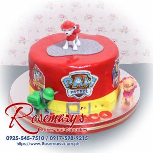 Delicious 1 layer red Paw Patrol themed cake from Rosemary's Cakes, perfect for celebrations. Contact: 0925-545-7510.