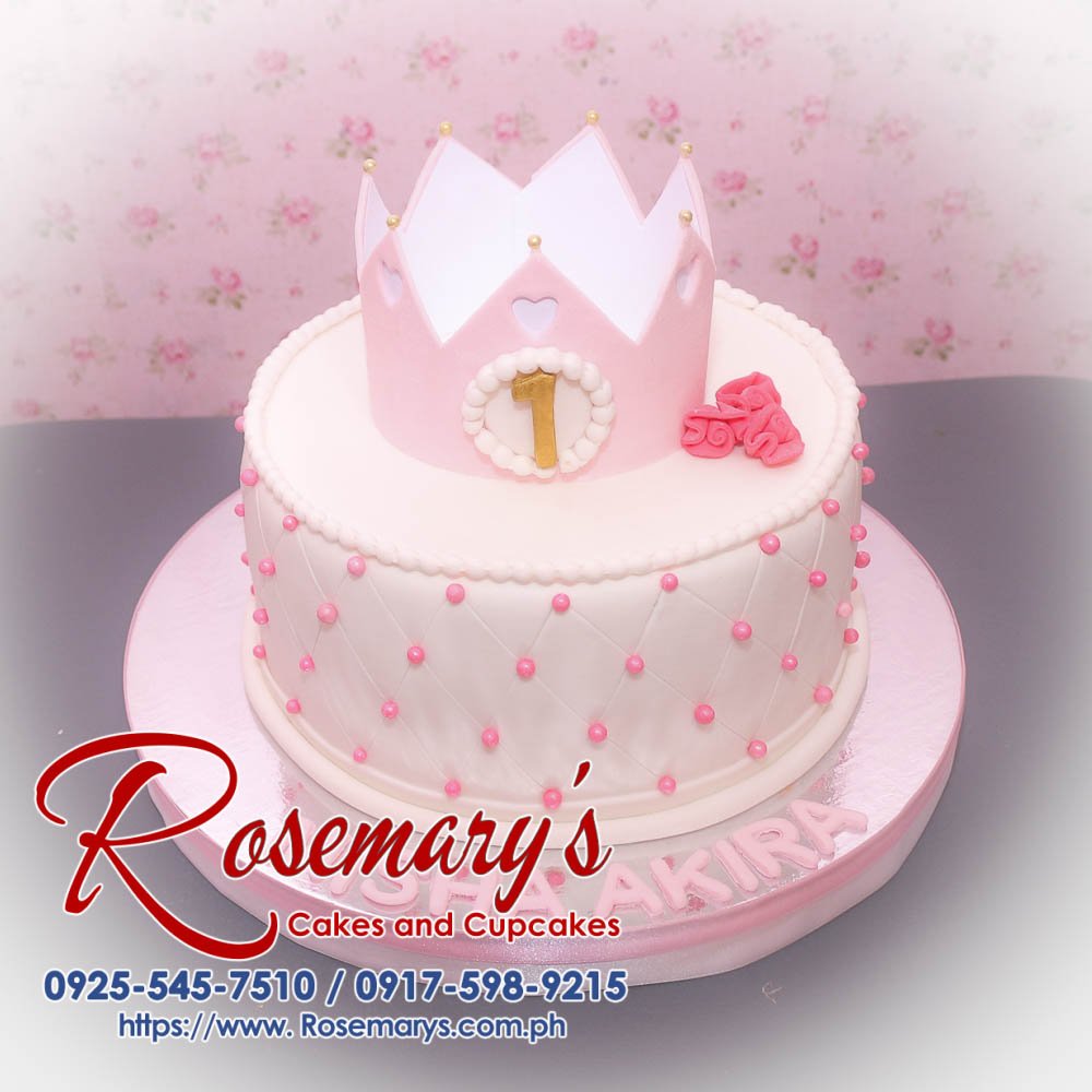 Delicious one-layer pink princess themed cake by Rosemary's Cakes. Perfect for celebrations! Contact: 0925-545-7510.