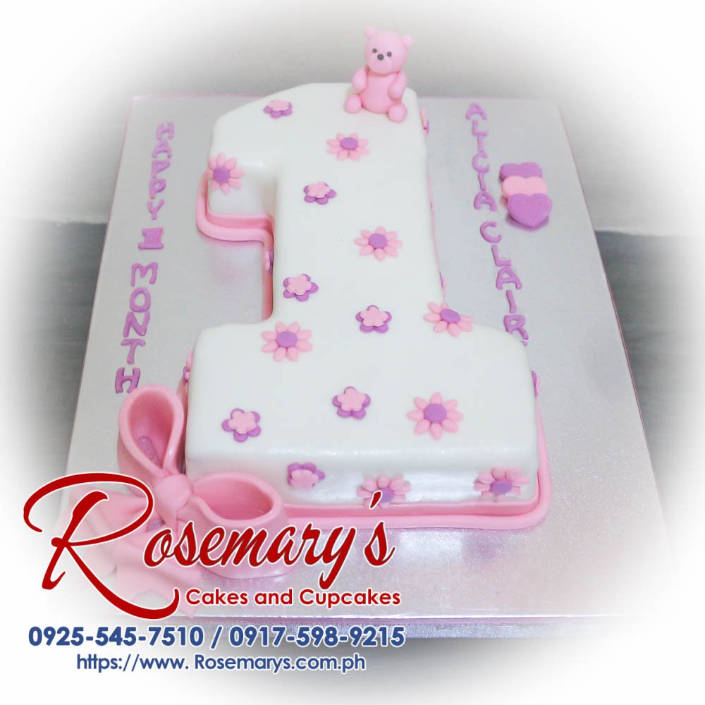 Pink Teddy Bear Number Cake for Alicia’s 1st Month Delicious pink teddy bear number cake from Rosemary's Cakes, perfect for a birthday celebration. Contact: 0925-545-7510.
