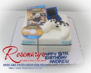 Delicious PlayStation themed cake with fondant controller and logo details. Order your custom cake from Rosemary's Cakes! 0925-545-7510