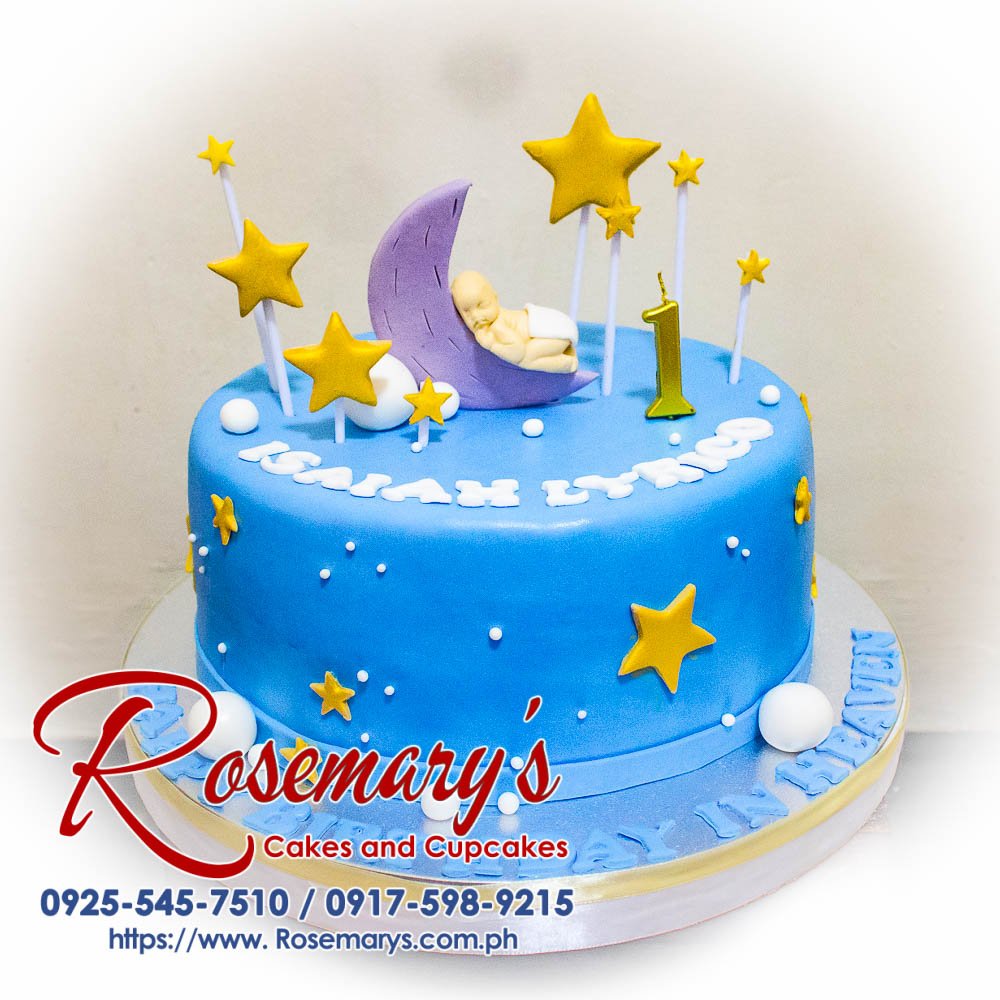 Sleeping Baby Themed Cake Isaiah Lyrico’s First Birthday Delicious one-layer cake decorated with a sleeping baby theme, perfect for a first birthday celebration. Order your custom cake from Rosemary's Cakes! Call 0917-598-9215.