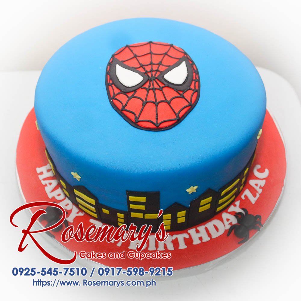 Delicious Spiderman themed 1 layer cake by Rosemary's Cakes, perfect for a birthday celebration. Contact: 0925-545-7510.