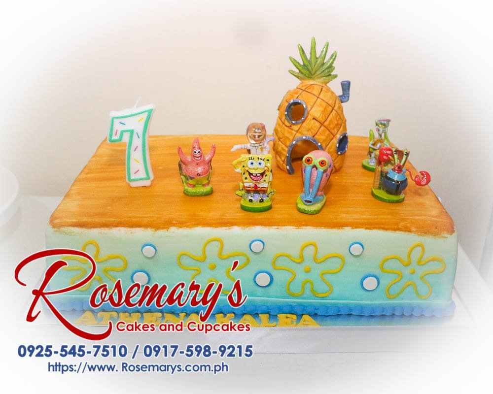 Spongebob Themed Cake for Athena Kalea Delicious one-layer Spongebob themed cake in vibrant orange by Rosemary's Cakes. Contact: 0917-598-9215.