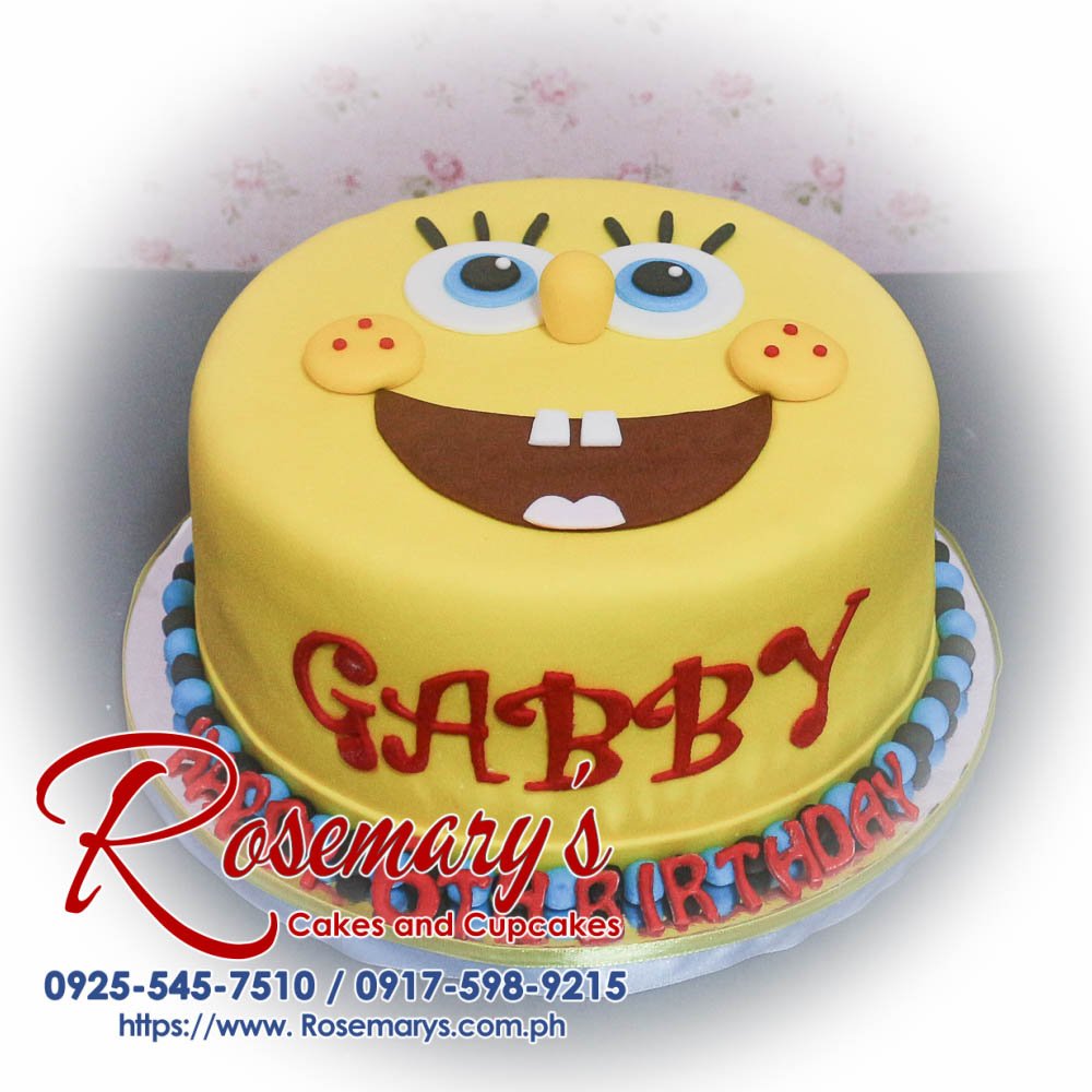 Spongebob Themed Cake for Gabby Delicious Spongebob themed yellow 1 layer cake from Rosemary's Cakes, perfect for any celebration! Contact: 0917-598-9215.