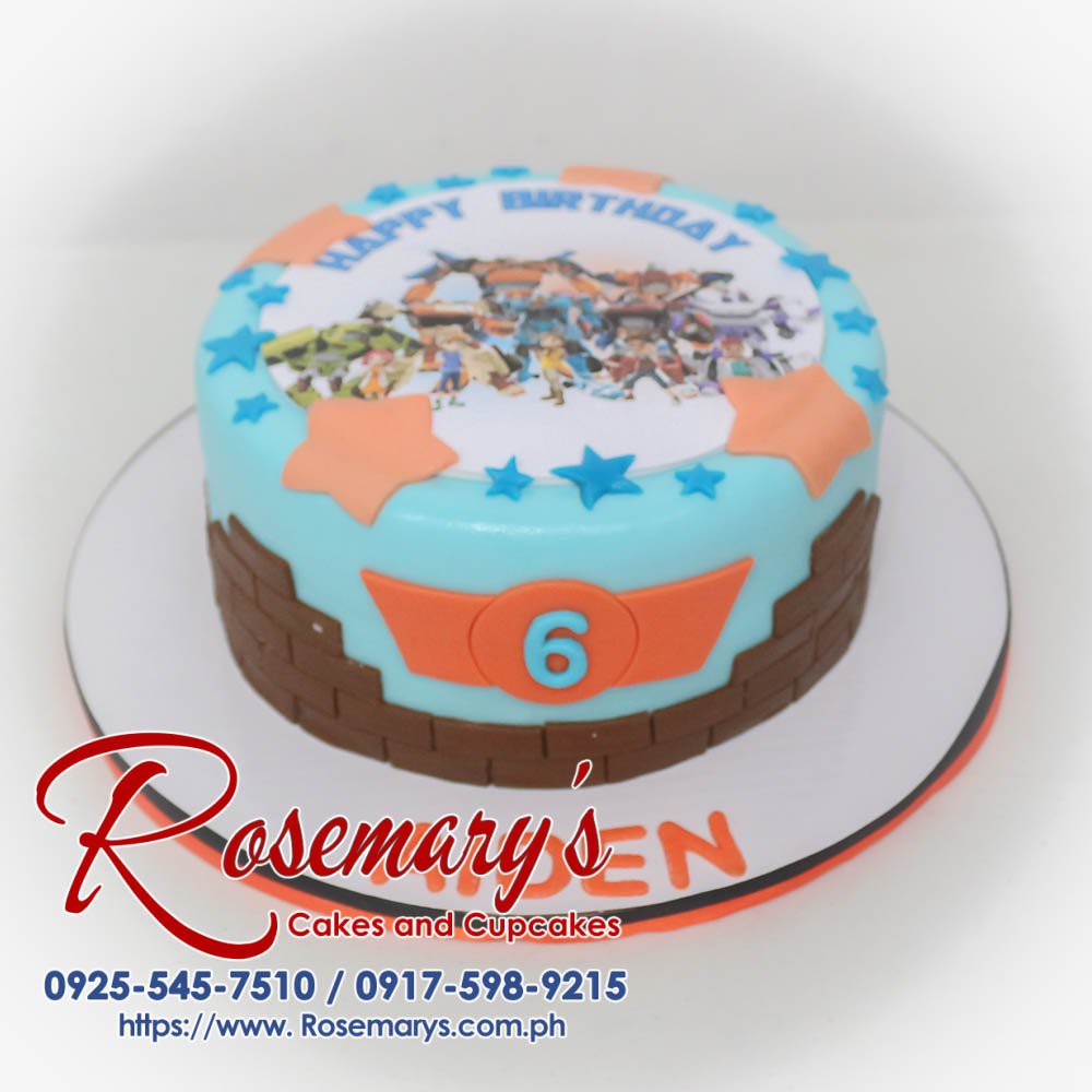 Tobot Themed Cake for Aiden Delicious 1-layer Tobot themed cake with intricate fondant details. Order your custom cake from Rosemary's Cakes! Call 0917-598-9215.