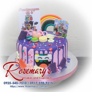 Delicious 1 layer Toca Life themed cake with Rainbow and Candyland design from Rosemary's Cakes. Contact 0917-598-9215.