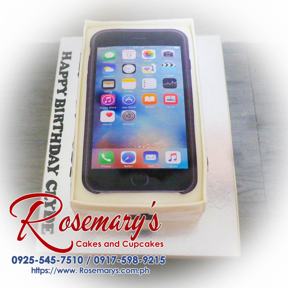 Delicious 1-layer iPhone-themed cake, perfect for a wedding anniversary celebration. Order from Rosemary's Cakes: 0925-545-7510.