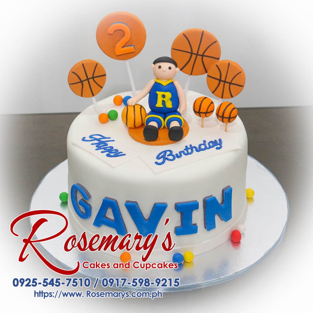 1 Layer Basketball Themed Cake for Gavin’s 2nd Birthday Delicious 1 layer basketball themed cake, adorned with fondant details, by Rosemary's Cakes. Contact: 0925-545-7510.