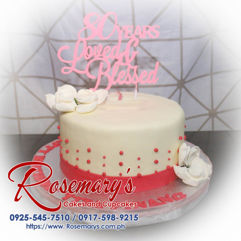 1 Layer Cake for Tita Pinang’s 80th Birthday Delicious pink 1 layer themed cake with intricate 3D printed details, perfect for celebrations. Order at Rosemary's Cakes, 0925-545-7510.