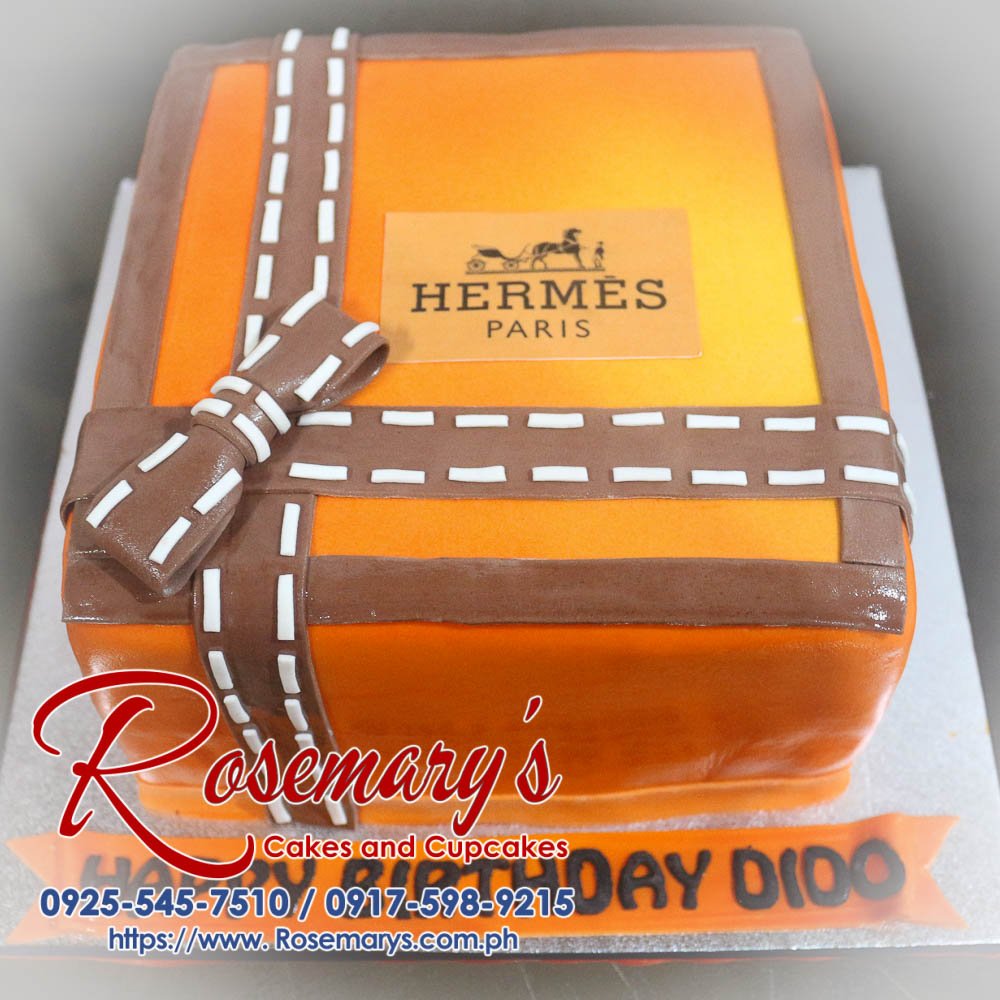 Delicious 1 layer designer bag themed cake featuring Hermes details. Perfect for any celebration. Order from Rosemary's Cakes: 0917-598-9215.
