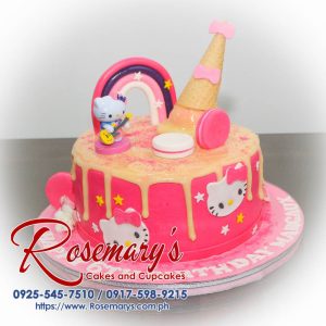 Delicious 1 layer Hello Kitty themed cake in pink, perfect for birthdays. Order from Rosemary's Cakes: 0917-598-9215.
