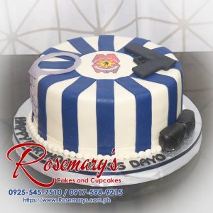 Delicious blue 1 layer police themed cake from Rosemary's Cakes, perfect for celebrations. Contact: 0917-598-9215.