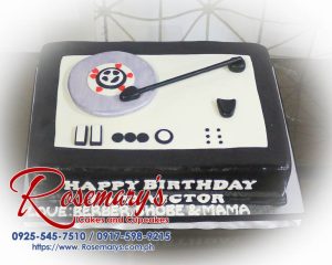 Delicious 1 layer vinyl record themed cake by Rosemary's Cakes, perfect for music lovers. Contact 0925-545-7510.