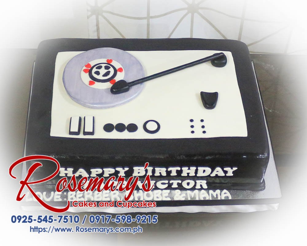 Delicious 1 layer vinyl record themed cake by Rosemary's Cakes, perfect for music lovers. Contact 0925-545-7510.