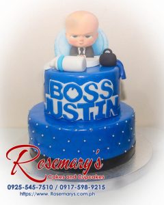 Delicious 2-layer Baby Boss cake in blue. Perfectly themed cake by Rosemary's Cakes. Contact: 0917-598-9215.