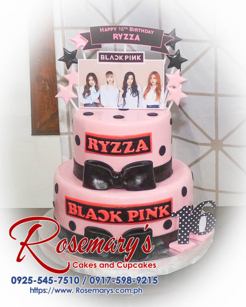 Delicious 2 layer Black Pink themed cake by Rosemary's Cakes. Perfect for KPop fans! Contact: 0917-598-9215.