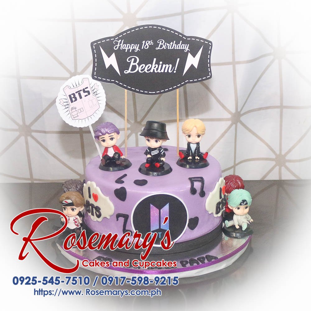 Delicious purple BTS themed 1 layer cake from Rosemary's Cakes, perfect for KPop lovers. Contact: 0925-545-7510.