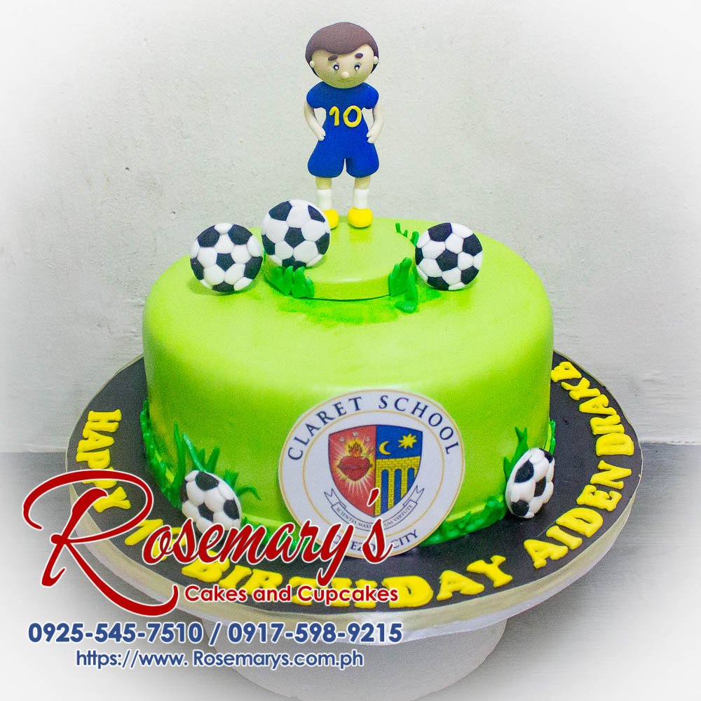 Football Themed Cake for Aiden Drake’s 12th Birthday Delicious green football-themed cake from Rosemary's Cakes, perfect for birthdays or celebrations. Contact: 0917-598-9215.