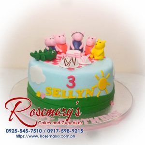 Peppa Pig themed cake by Rosemary's Cakes, a delicious 1-layer treat perfect for celebrations. Contact: 0917-598-9215.