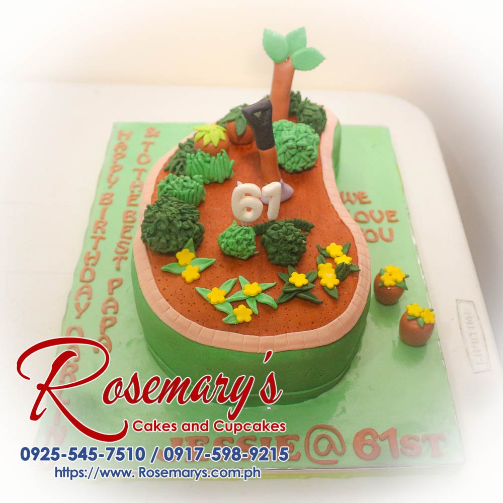 Delicious plants themed 1 layer cake, perfect for plantito celebrations. Order from Rosemary's Cakes at 0917-598-9215.