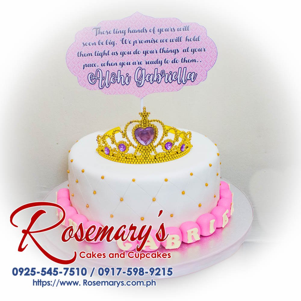 Delicious pink princess themed cake by Rosemary's Cakes, adorned with elegant decorations. Contact 0925-545-7510.
