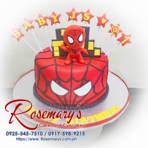 Delicious red Spider-Man themed 1 layer cake from Rosemary's Cakes, perfect for any celebration. Contact: 0925-545-7510.