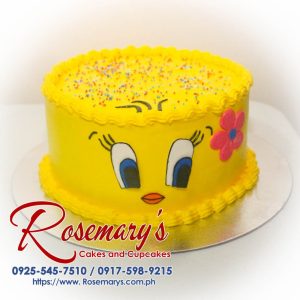 Delicious yellow Tweety Bird themed icing cake from Rosemary's Cakes, perfect for any celebration. Call 0925-545-7510.